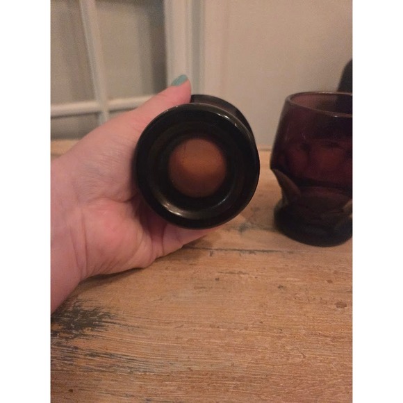 Set 2 Viking Amethyst Purple Georgian Glasses Honeycomb 1 tall 1 short - Picture 3 of 7